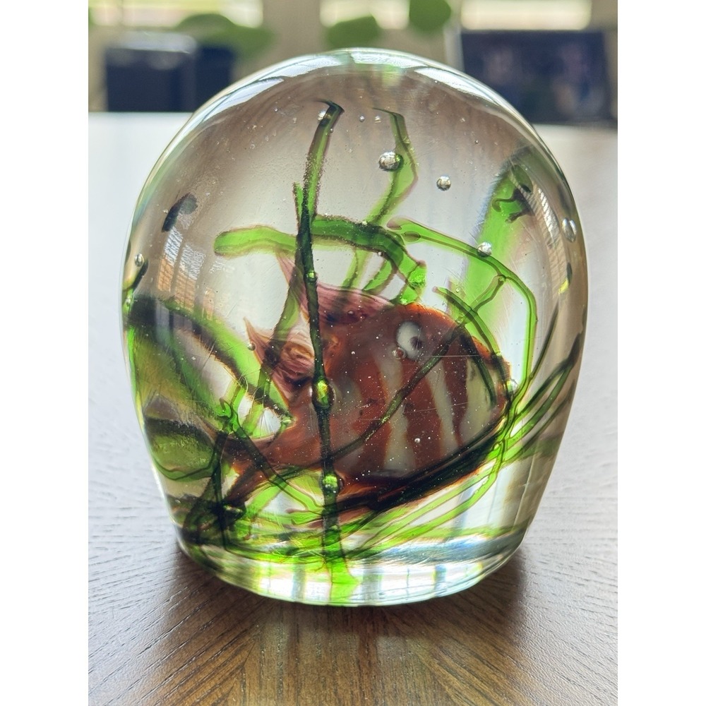 Murano Glass Aquarium Paperweight Large Fish Seaweed Riccardo Licata